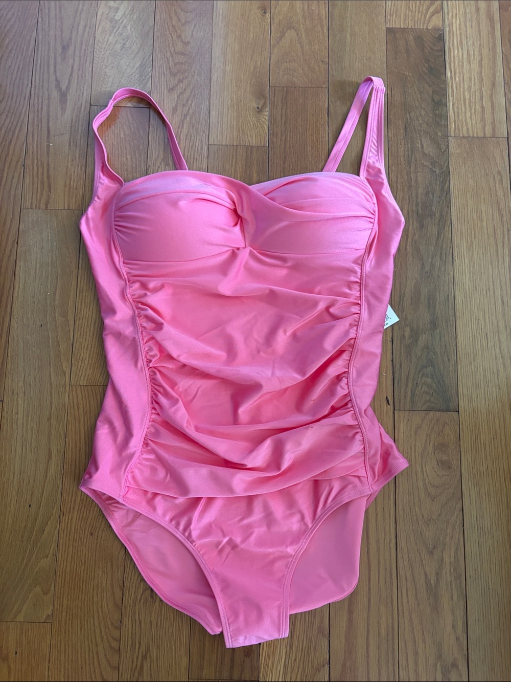 Betsey Johnson Bright Pink Ruched One-Piece Swimsuit